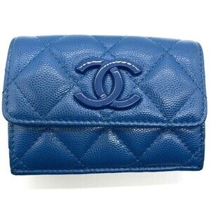 CHANEL Blue Caviar Leather Wallet